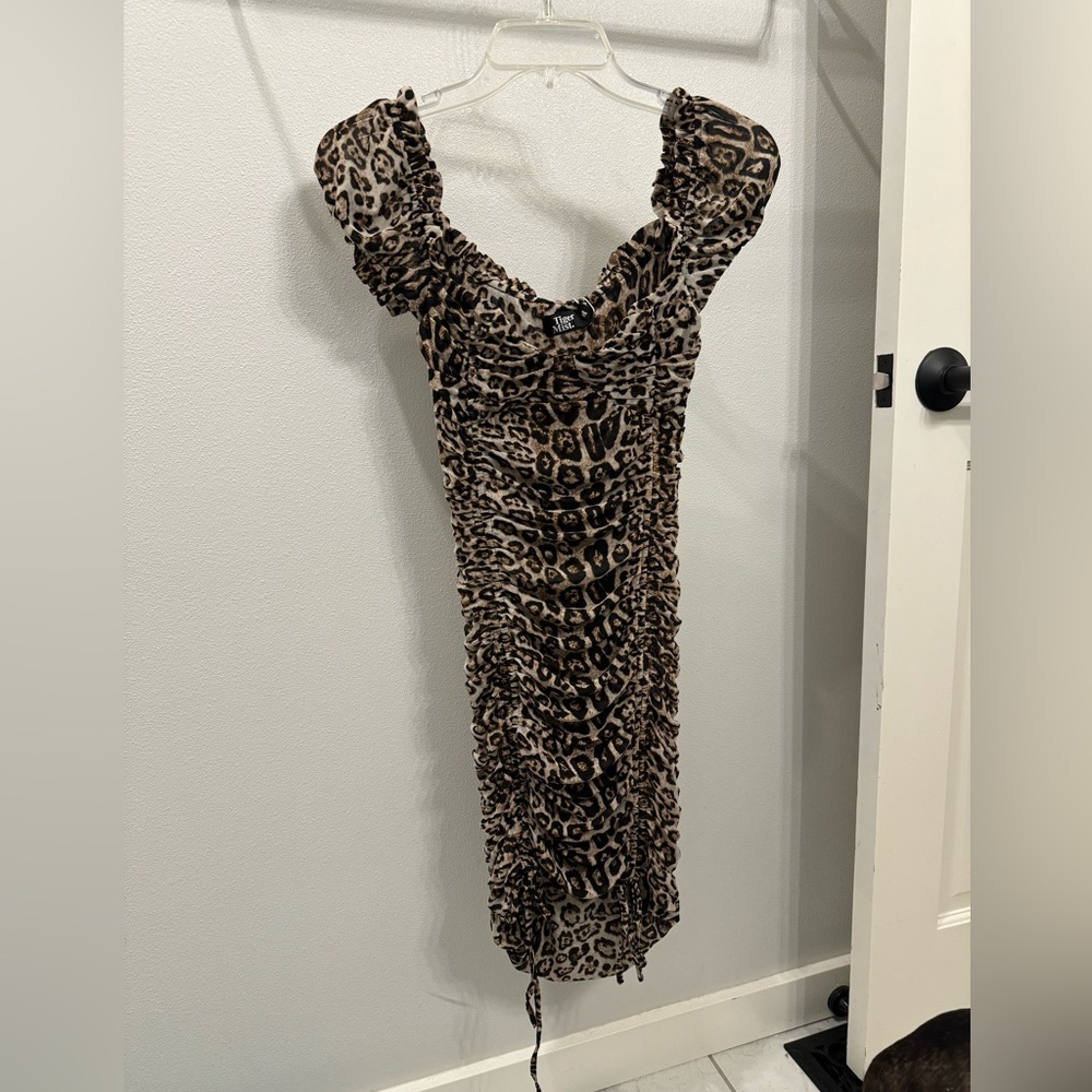 Tiger Mist Leopard Ruched Tie Dress